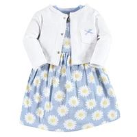 Hudson Baby Girls Cotton Dress and Cardigan Set