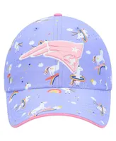 Girls Preschool '47 Brand Purple New England Patriots Unicorn Clean Up Adjustable Hat