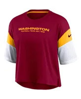 Women's Nike Burgundy, White Washington Football Team Nickname Tri-Blend Performance Crop Top