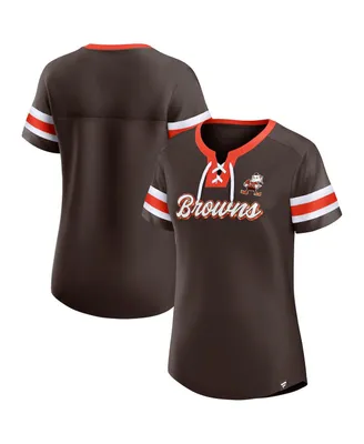Women's Fanatics Brown Cleveland Browns Original State Lace-Up T-shirt