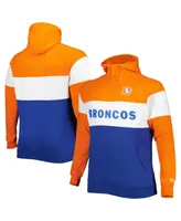 Men's New Era Navy Denver Broncos Big and Tall Throwback Colorblock Raglan Pullover Hoodie