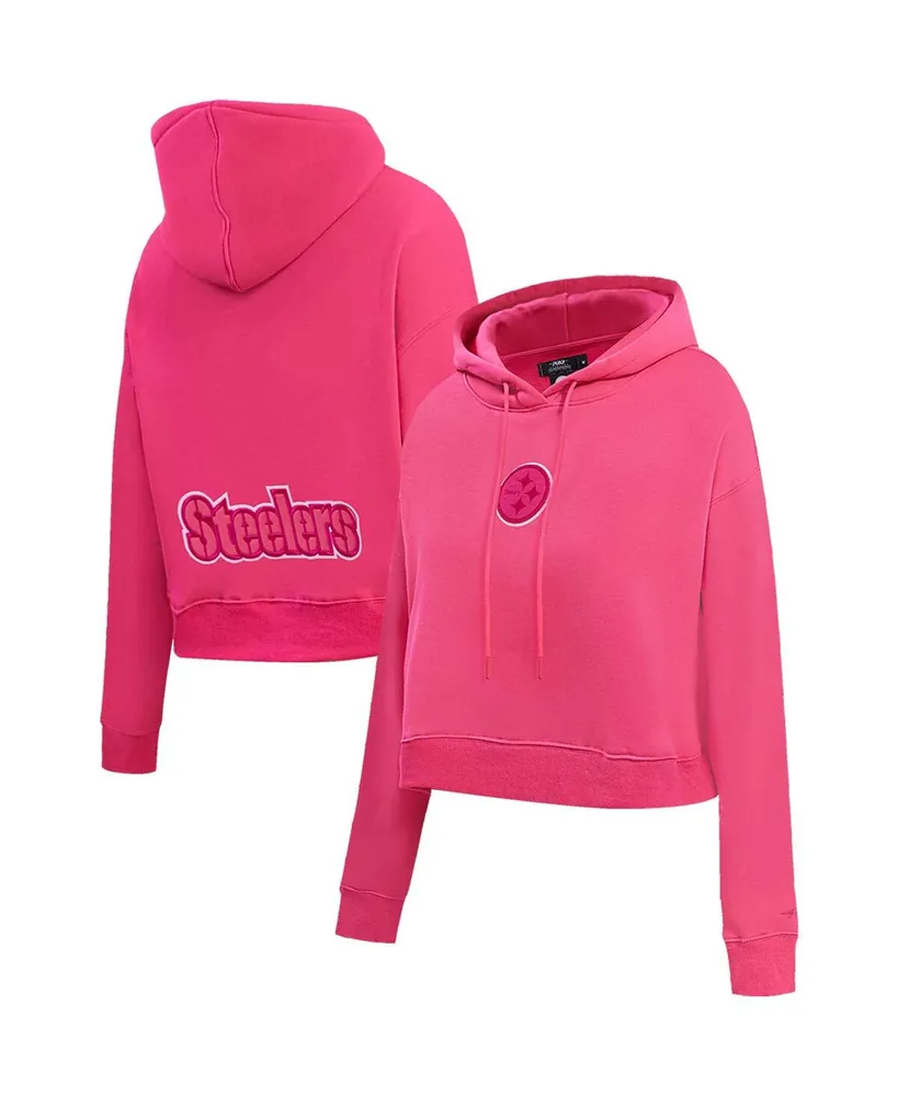 Women's Pro Standard Pittsburgh Steelers Triple Pink Cropped Pullover Hoodie