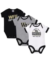 Infant Boys and Girls Champion Black, Heather Gray Wake Forest Demon Deacons I Wanna Be Three-Pack Bodysuit Set