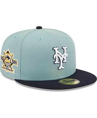 Men's New Era Light Blue, Navy York Mets Beach Kiss 59FIFTY Fitted Hat