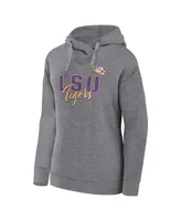 Women's Fanatics Heather Gray Lsu Tigers Script Favorite Pullover Hoodie