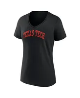 Women's Fanatics Black Texas Tech Red Raiders Basic Arch V-Neck T-shirt