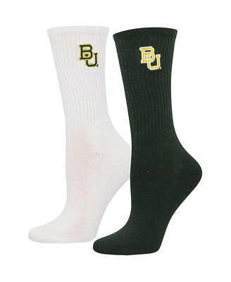 Women's ZooZatz Green, White Baylor Bears 2-Pack Quarter-Length Socks