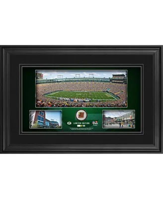 Green Bay Packers Framed 10" x 18" Stadium Panoramic Collage with Game-Used Football - Limited Edition of 500