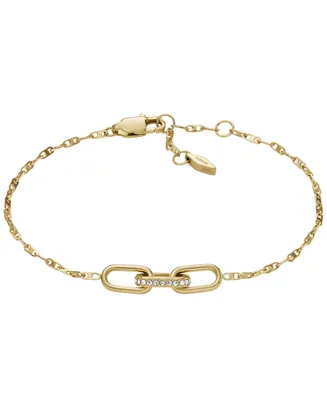 Fossil Heritage D-Link Gold-Tone Stainless Steel Chain Bracelet