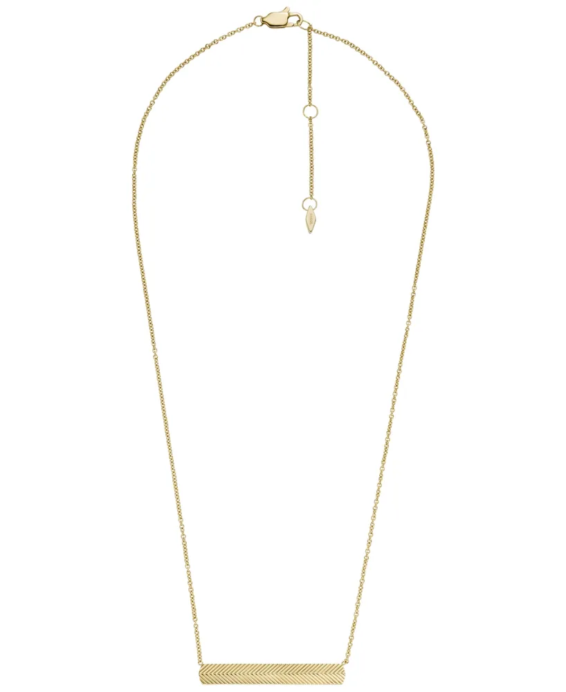 Fossil Harlow Linear Texture Gold-Tone Stainless Steel Chain Necklace