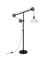 Hudson & Canal Descartes 70" Ribbed Glass Shade Pulley System Floor Lamp