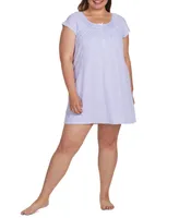 Miss Elaine Plus Printed Short-Sleeve Nightgown