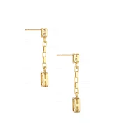 Ettika Linked Chain Dangle 18K Gold Plated Earrings