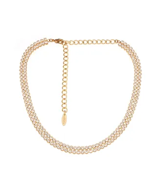 Double Row Sparkle 18K Gold Plated Choker Necklace