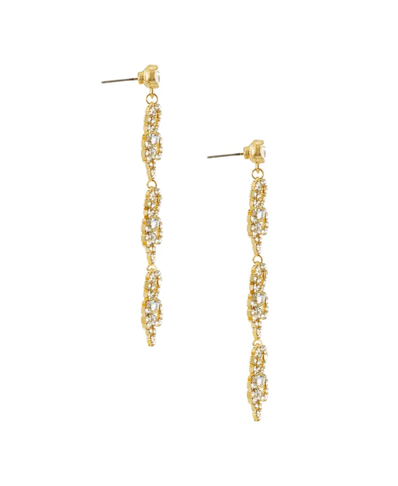 Ettika Flower Power Triple Drop 18K Gold Plated Earrings