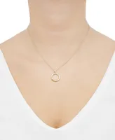 Diamond Circle Pendant Necklace (1/10 ct. t.w.) in 14k Gold-Plated Sterling Silver, 16" + 2" extender - Gold