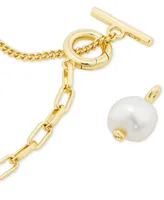 Kendra Scott Cultured Freshwater Pearl (10 x 8mm) Split Chain Toggle 17" Pendant Necklace