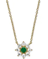 Emerald (1/4 ct. t.w.) & White Topaz (7/8 Flower 18" Pendant Necklace Gold-Plated Sterling Silver (Also Ruby)