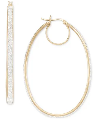 Crystal Pave Oval-Shape Click Top Hoop Earrings