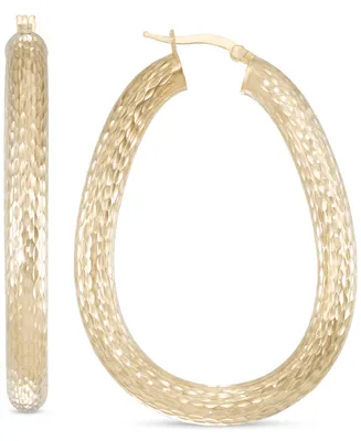 Textured Pear Hoop Earrings in 14k Gold-Plated Sterling Silver