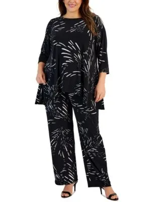 Jm Collection Plus Size Swing Top Wide Leg Pants Created For Macys