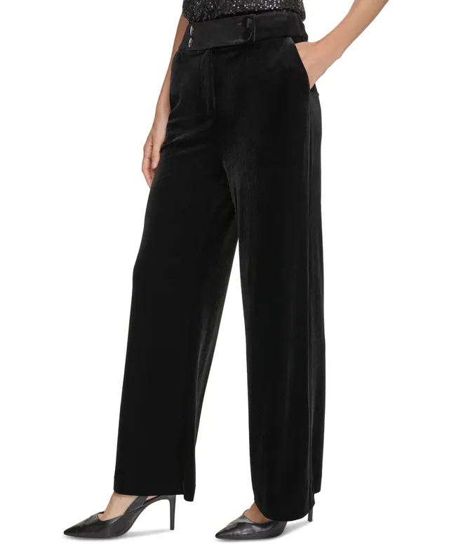 Velour Shine Logo Wide-Leg Pants