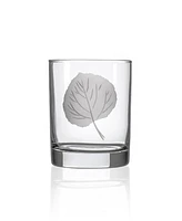 Rolf Glass Aspen Leaf Double Old Fashioned Glass 13oz - Set of 4 Glasses