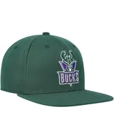 Men's Mitchell & Ness Hunter Green Milwaukee Bucks Hardwood Classics Mvp Team Ground 2.0 Fitted Hat