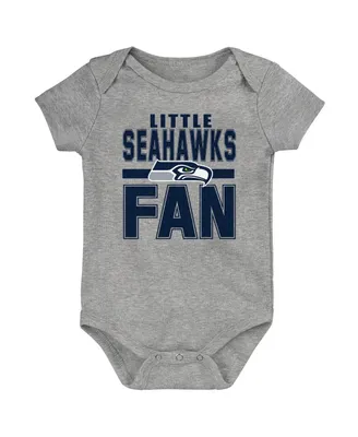 Newborn and Infant Boys Girls Heathered Gray Seattle Seahawks Little Fan Bodysuit