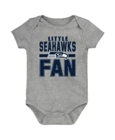 Newborn and Infant Boys Girls Heathered Gray Seattle Seahawks Little Fan Bodysuit