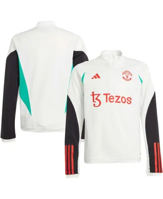 Big Boys and Girls adidas White Manchester United 2023/24 Training Aeroready Quarter-Zip Top