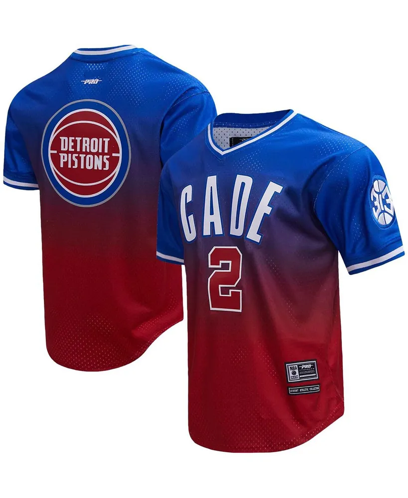 Men's Post Cade Cunningham Royal, Red Detroit Pistons Ombre Name and Number T-shirt