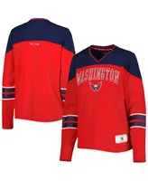 Women's Tommy Hilfiger Red Washington Capitals Abigail V-Neck Long Sleeve T-shirt