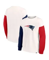 Women's Fanatics White New England Patriots Colorblock Primary Logo Pullover Sweatshirt