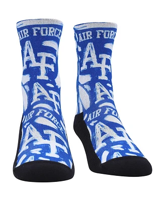 Youth Boys and Girls Rock 'Em Socks Air Force Falcons Allover Logo and Paint Crew Socks