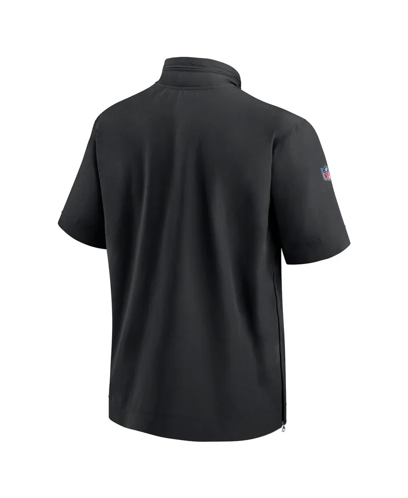 Men's Nike Black Carolina Panthers Sideline Coach Short Sleeve Hoodie Quarter-Zip Jacket