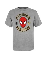 Big Boys Heather Gray Pittsburgh Penguins Mighty Spidey Marvel T-shirt