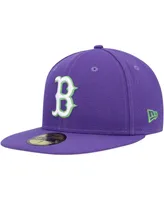 Men's New Era Purple Boston Red Sox Lime Side Patch 59FIFTY Fitted Hat