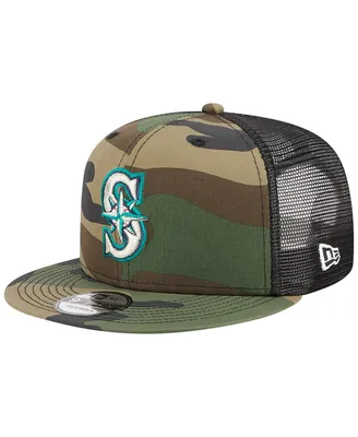 Men's New Era Camo Seattle Mariners Woodland Camo Trucker 9FIFTY Snapback Hat