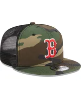 Men's New Era Camo Boston Red Sox Woodland Camo Trucker 9FIFTY Snapback Hat