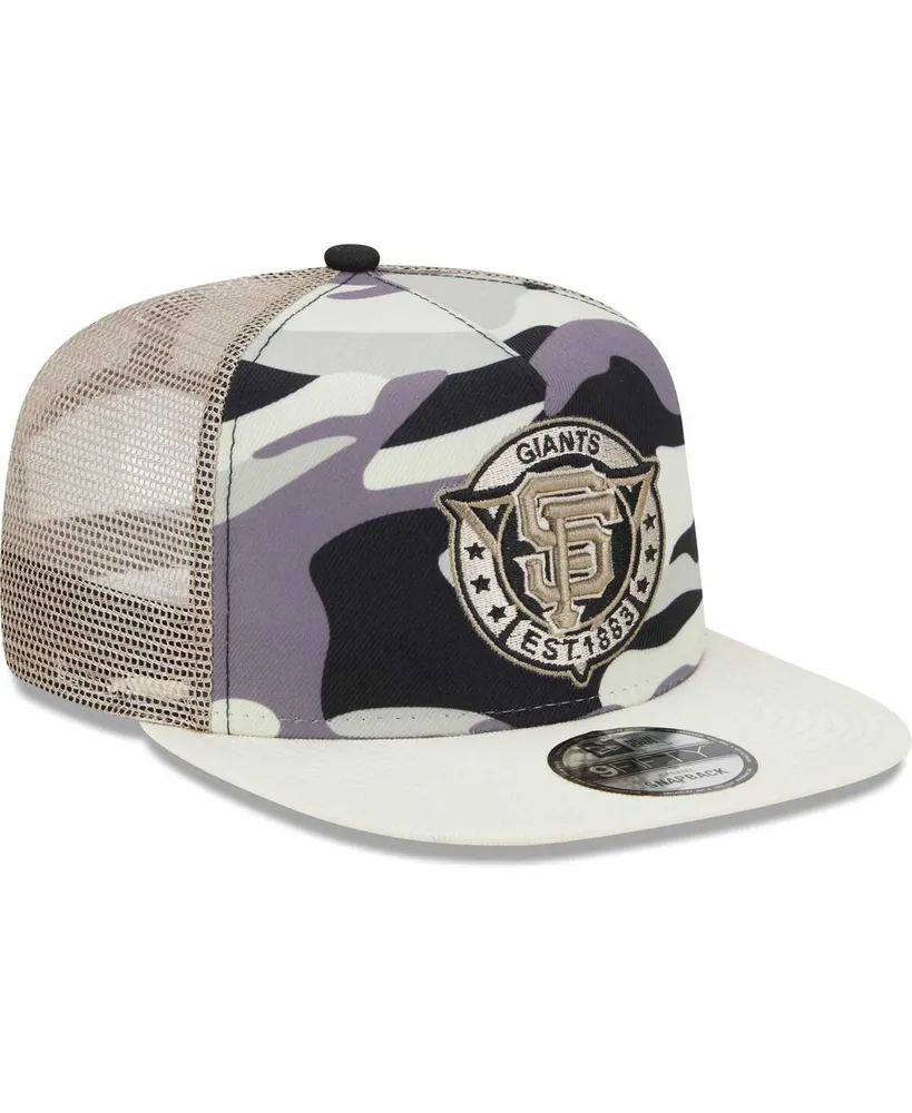 Men's New Era White San Francisco Giants Chrome Camo A-Frame 9FIFTY Trucker Snapback Hat