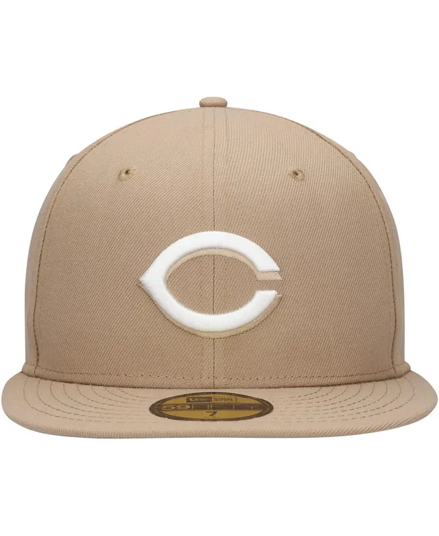 Cincinnati Reds New Era Stone Dim Undervisor 59FIFTY Fitted Hat - Khaki