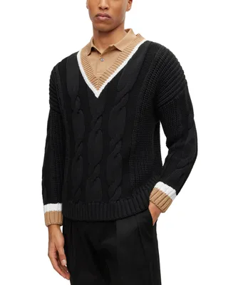 Boss by Hugo Boss Men's Cotton-Blend V-Neck Sweater