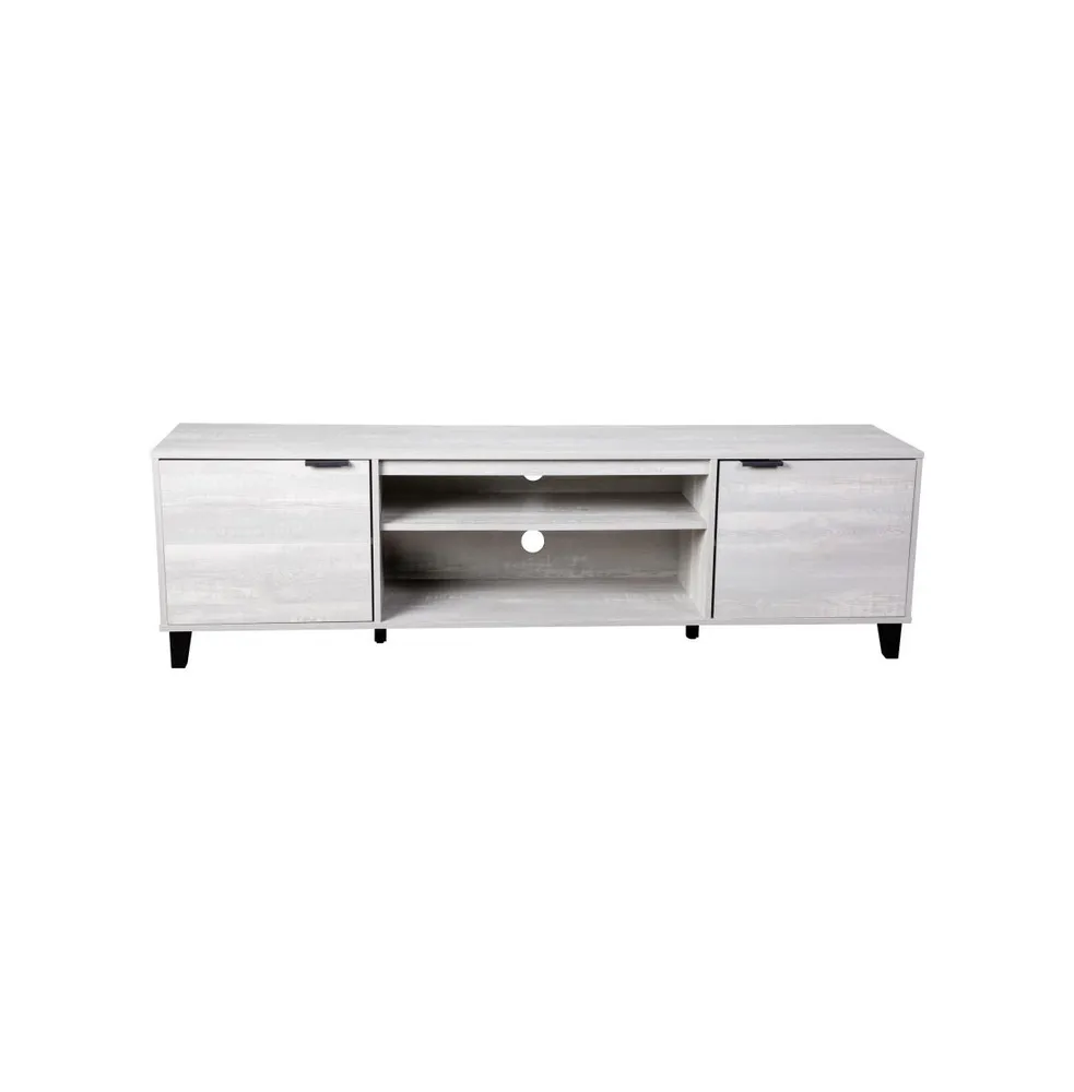 Merrick Lane Walter Mid-Century Modern Tv Stand With Adjustable Open Shelves And Two Doors