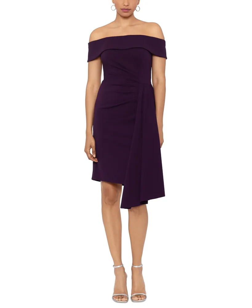 XSCAPE Off-The-Shoulder Scuba-Crepe Gown - Macy's