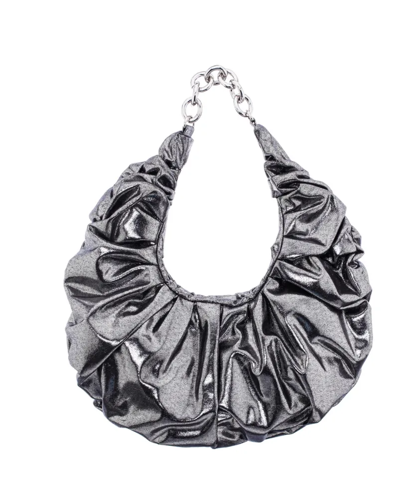 Nina Ruched Metallic Hobo