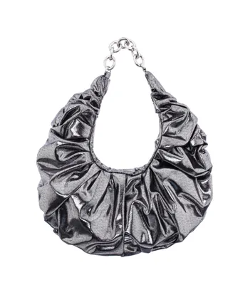 Nina Ruched Metallic Hobo