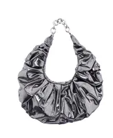 Nina Ruched Metallic Hobo