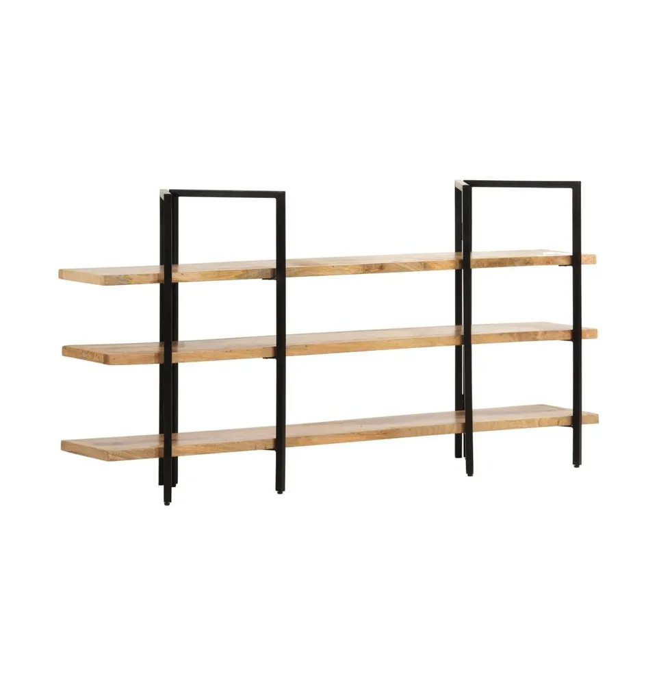 vidaXL 3-Tier Bookcase 63"x12.2"x31.5" Solid Mango Wood