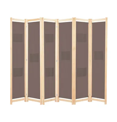 vidaXL 6-Panel Room Divider Brown 94.5"x66.9"x1.6" Fabric